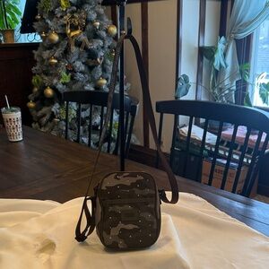PINK Victoria's‎ Secret Camo Crossbody Bag Rhinestone Logo Strap Green Brown